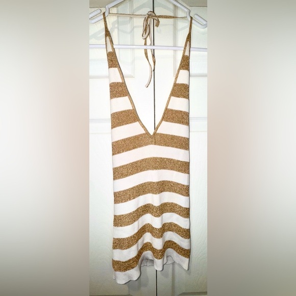 Dolce & Gabbana Metallic Stripe Rib Knit Halter Top Size 42 (EU) 6-8 est. US - Picture 2 of 12